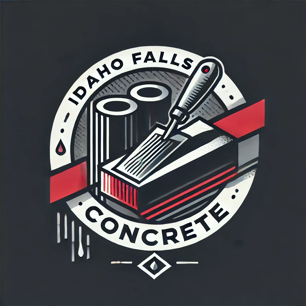 Idaho Falls Concrete logo featuring a trowel and concrete design, symbolizing expert concrete services.